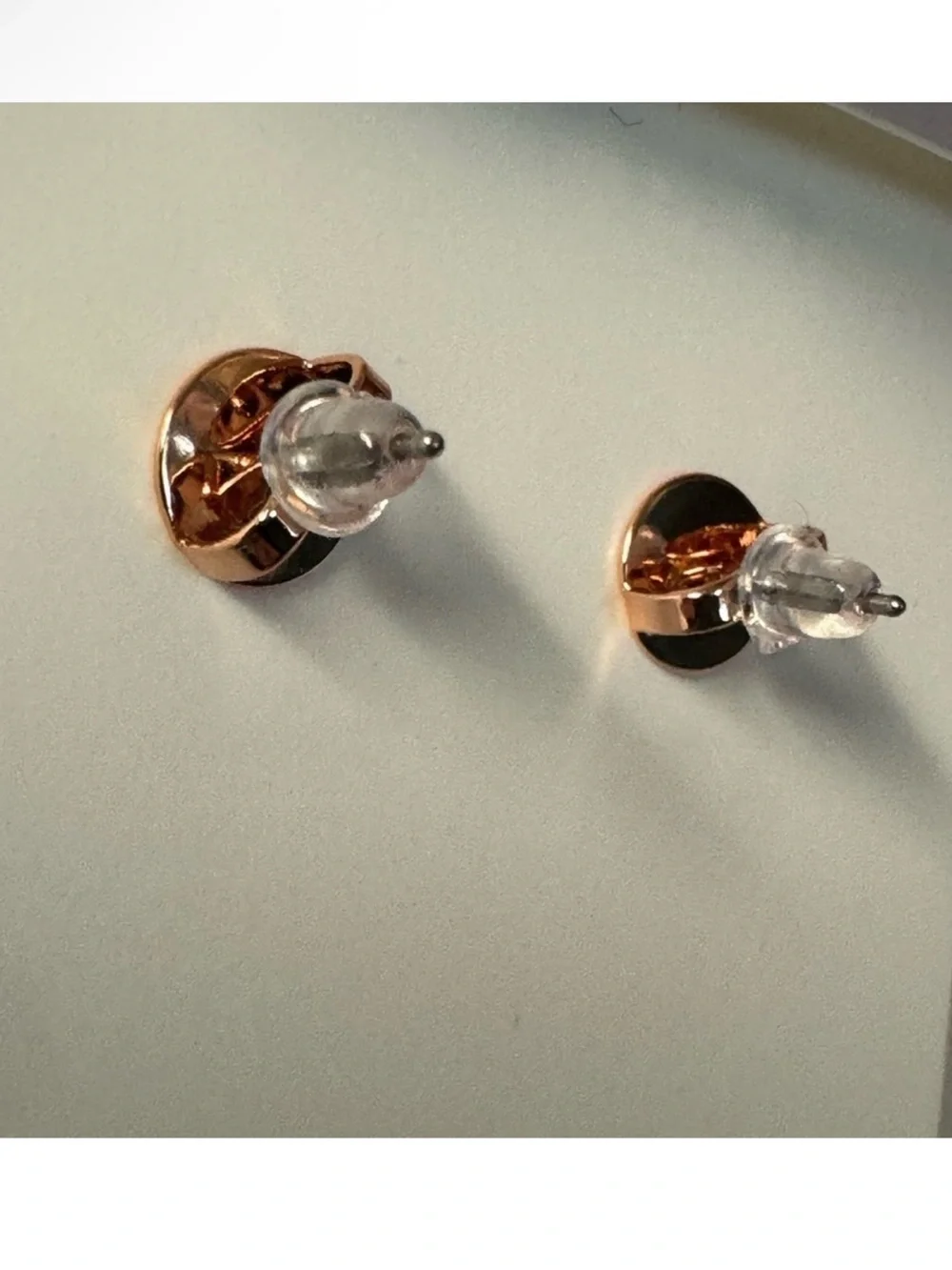 Tory Burch New Milgrain Hex Pavé Rose Gold Stud Earrings $139